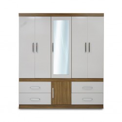 Guaruja Wardrobe 6 Doors Almond/Off White Color