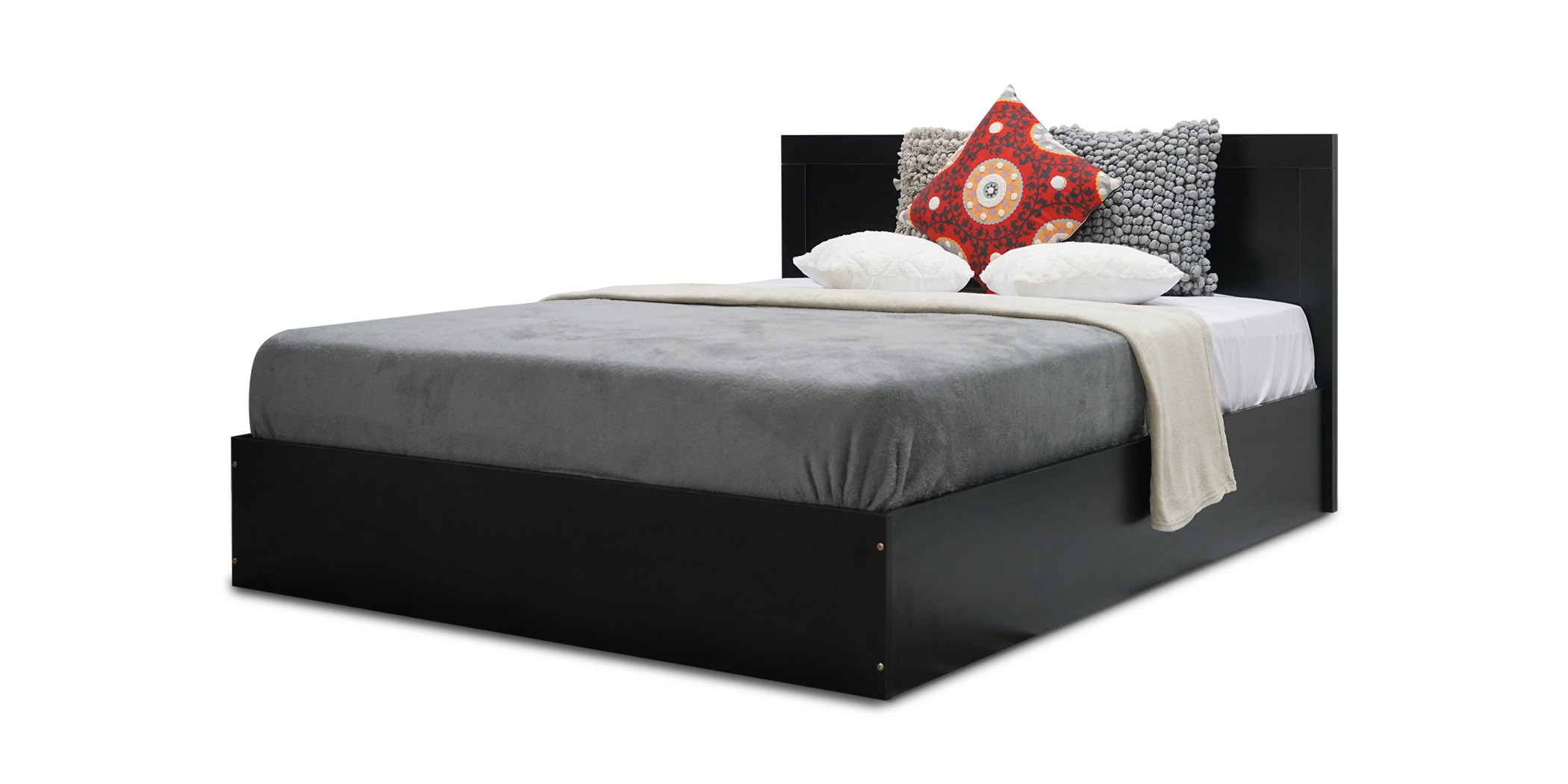 Travis Bed 150x190 cm MDF Black Matt