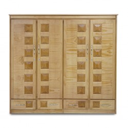 Sky Wardrobe 4 Doors + 4 Drawers Pine Finish Oak