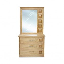 Sky Dressing Table With Pouf Pine Wood Finish Oak