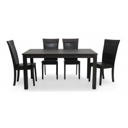 Morelia Table and 6 Chairs Dark Walnut Rubberwood