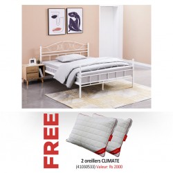Fabrizia Bed 150x190 cm Metal Matt White & Free Climate Pillow 50x70 100% Microfibre