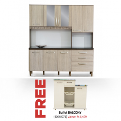 Kit Fit 180 cm Kitchen Unit Almond Rustic PB & Free Balcony Multipurpose Cabinet White PB