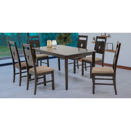 Salome Table and 6 Chairs Mocha Rubberwood