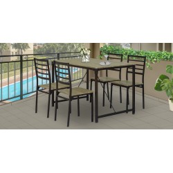 Agnesia Table and 4 Chairs in Metal Brown Color