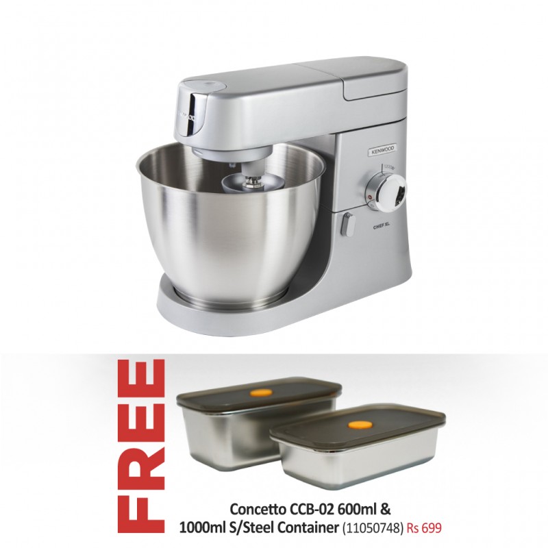 Kenwood KVL4110S Chef XL Silver Kitchen Machine Free Concetto CCB 02 600ml 1000ml S Steel Container