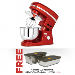 Concetto CEM-83 5.2L Red Stand Mixer & Free Concetto CCB-02 600ml & 1000ml S/Steel Container