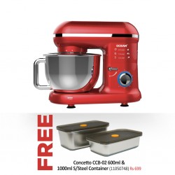 Ocean OCSM5511R 5.5L 1100W Red Stand Mixer 2YW & Free Concetto CCB-02 600ml & 1000ml S/Steel Container
