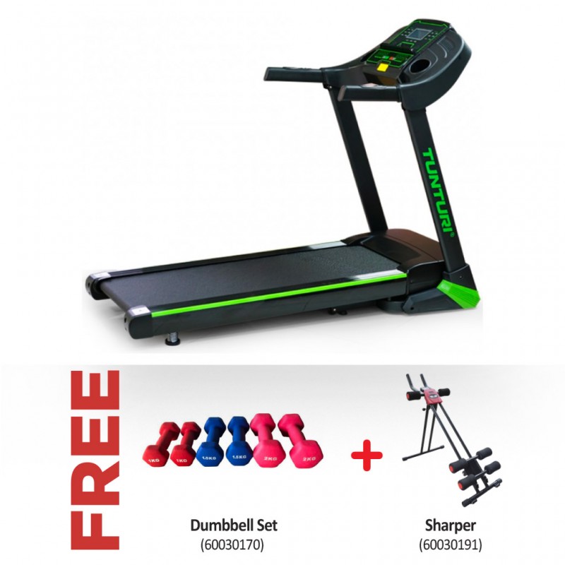 Tunturi TM145 Treadmill & Free Dumbbell Set + Sharper
