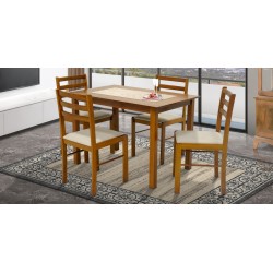 Amelia Table and 4 Chairs Rubberwood