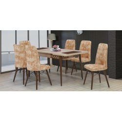Yara Table+6 chairs (Extendable) 80x170 Beige