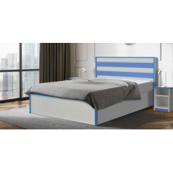 Alpha Bed 140x190 cm MDF White & Blue