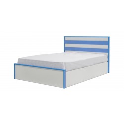 Alpha Bed 140x190 cm MDF White & Blue