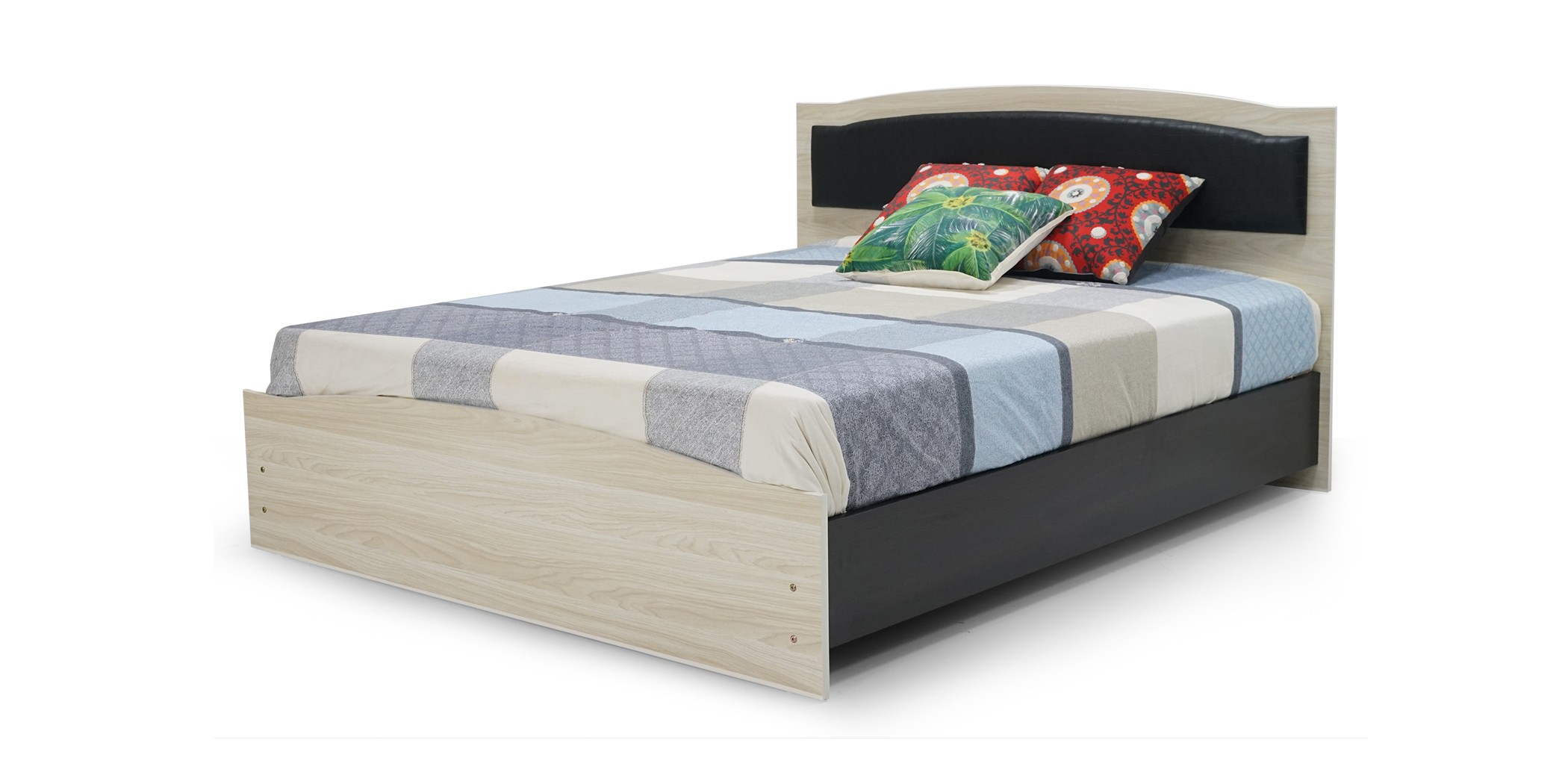 Juniper Bed 150x190 cm MDF Melamine Creamy & Wenge