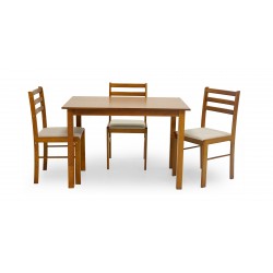 Amelia Table and 4 Chairs Rubberwood