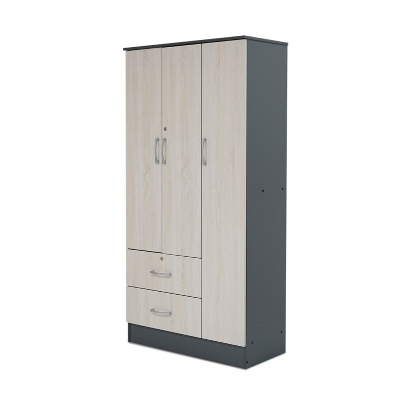 Solo Wardrobe 3 Doors White Wash PB Solo Wardrobe 3 Doors White Wash PB