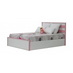 Alpha Bed 140x190 cm MDF White & Pink