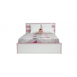 Alpha Bed 140x190 cm MDF White & Pink