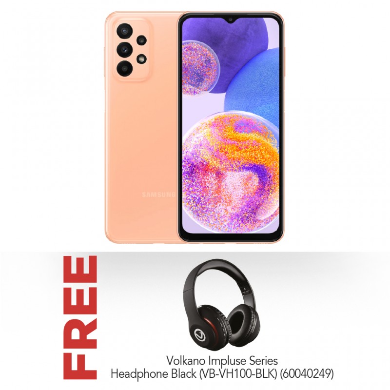 Samsung Galaxy A23 Orange & Free Volkano Impulse Series Bluetooth Headphones