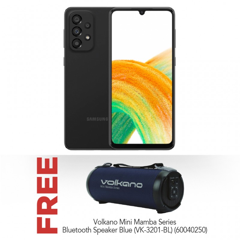 Samsung Galaxy A33 Black & Free Volkano Mini Mamba Series Bluetooth Speaker - Blue VK-3201-BL