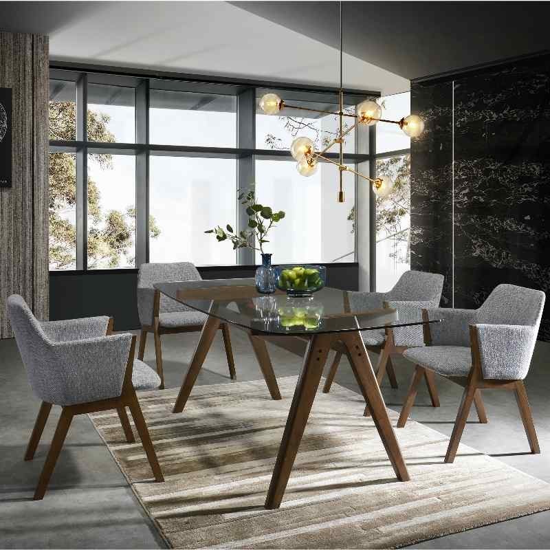 Amali Table and 6 Chairs Walnut Finish