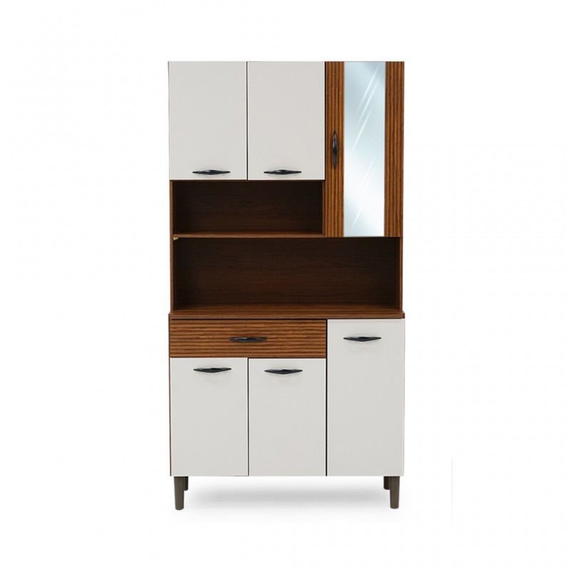 Golden Kitchen Cabinet 6 Doors Nogueira/Off White