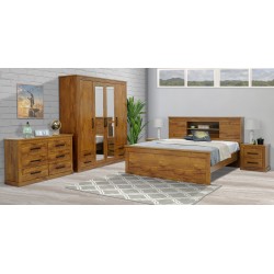 Rustic Bedroom Set 180x200 cm Brown Color