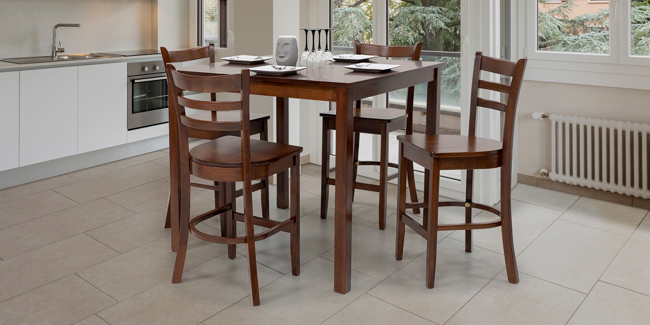 Lydon Table and 4 Chairs Rubberwood
