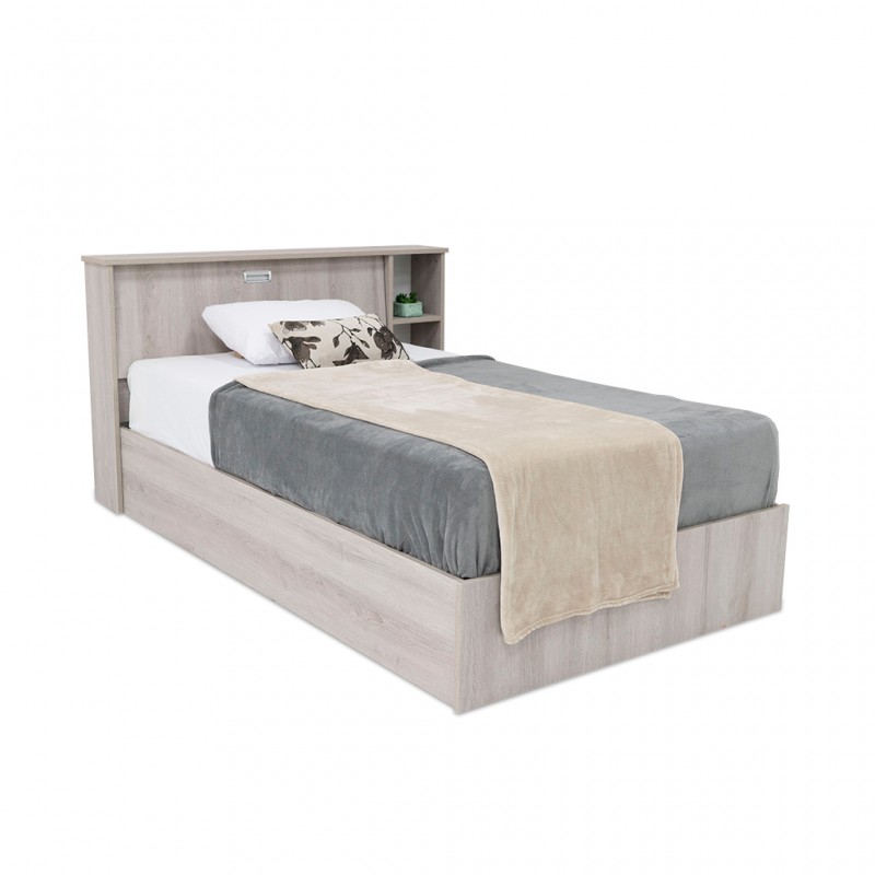 Azell Bed 3'6 ft with nightstand in MDF greyish Grey