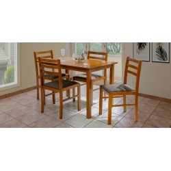 Amelia Table and 4 Chairs Dark Brown Color