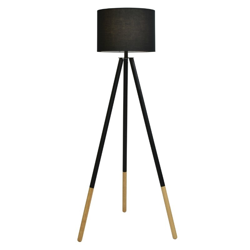 Floor Tripod Metal Lamp Black Finish