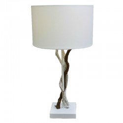 Table Lamp Poly Resin Ivory N.wood Finish