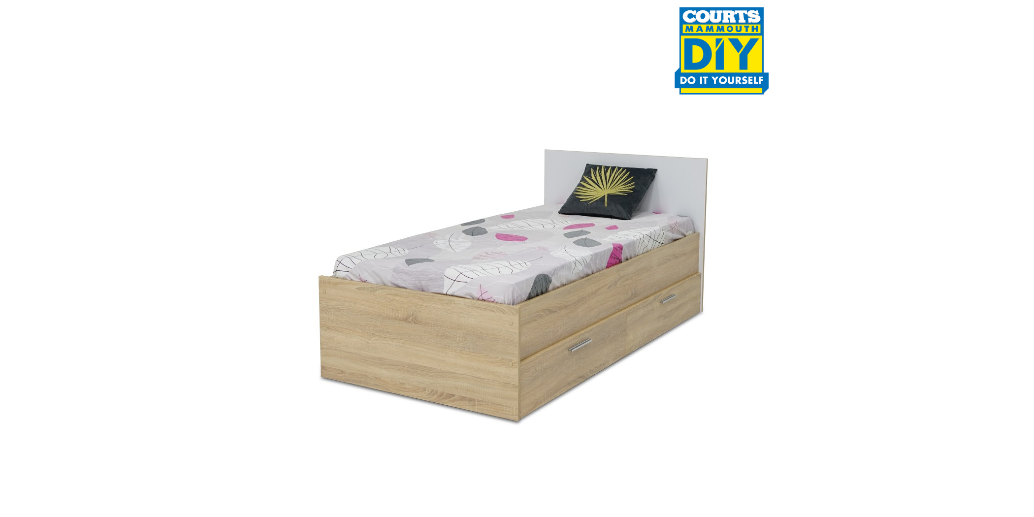 Plus Single Bed Frame 90x190 cm With 2 Drawers Sonoma/Diamond White