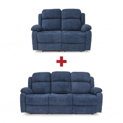 Sabella 3+2 Seaters Reclining Sofa Navy Color Fabric