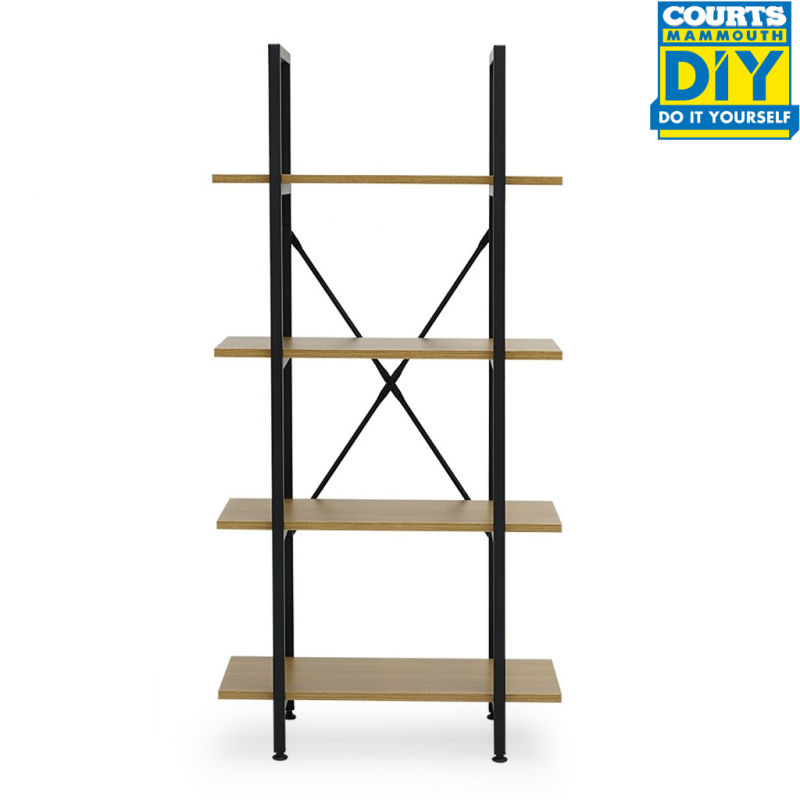 Greta Shelving Unit 4 Tiers Particle Board & Metal Greta Shelving Unit 4 Tiers Particle Board & Metal