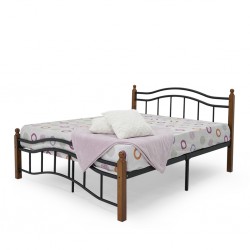 Murphy Bed 150x190 cm Black Metal Rubberwood