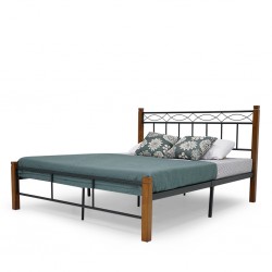 Darya Bed 150x190 cm Black Metal Rubberwood