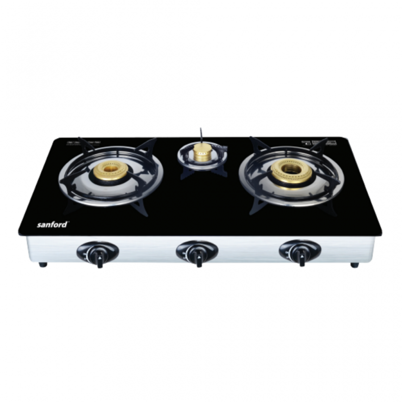 Sanford SAN346-SF5325GC 2YW Black Glass Triple Gas Stove