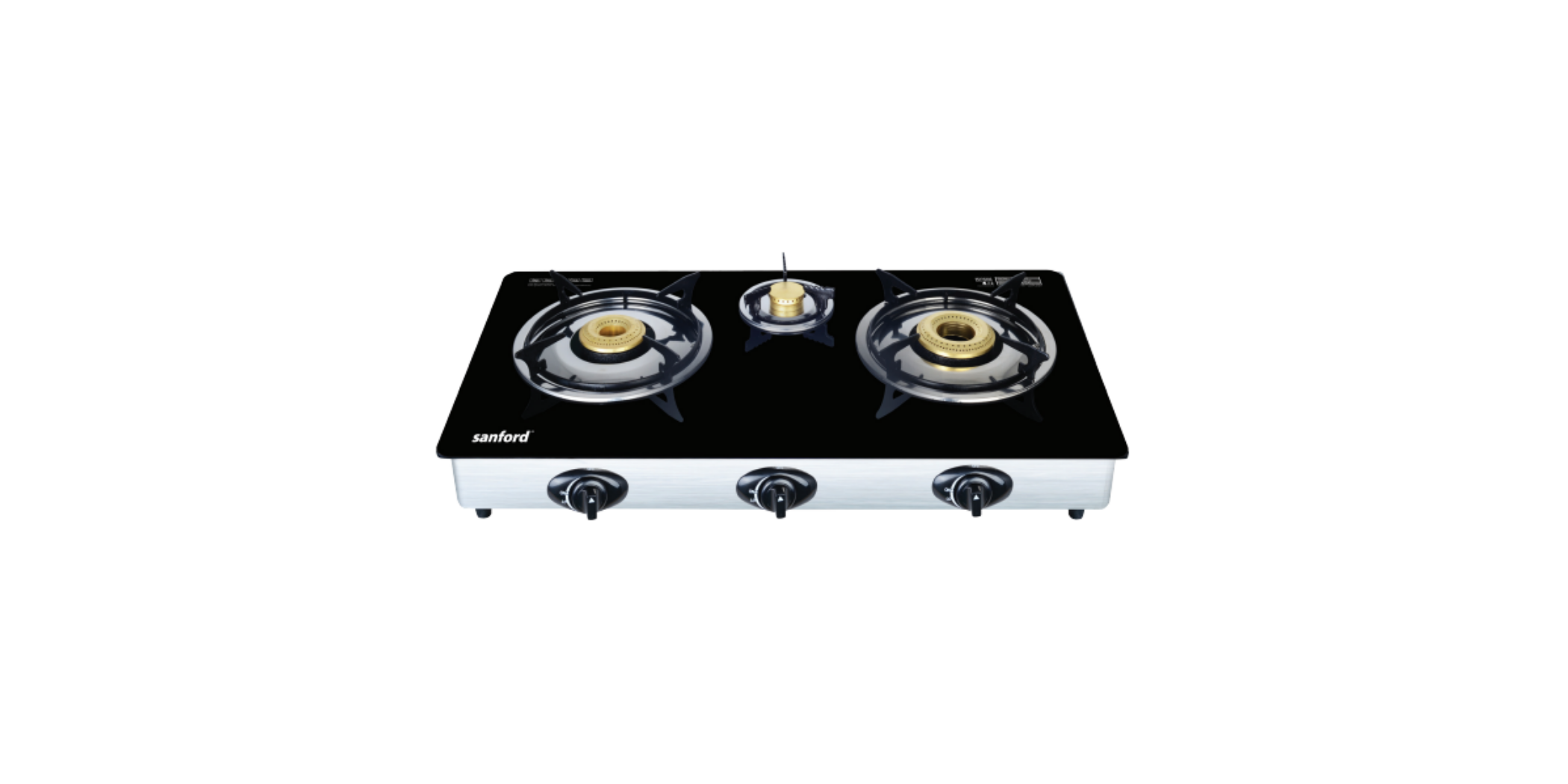 Sanford SAN346SF5325GC 2YW Black Glass Triple Gas Stove