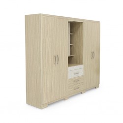 Basel Wardrobe 4 Doors + Dressing Table in Melamine