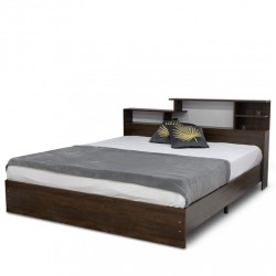 Shelton Bed 180x200 cm Brown Flame and White Matt