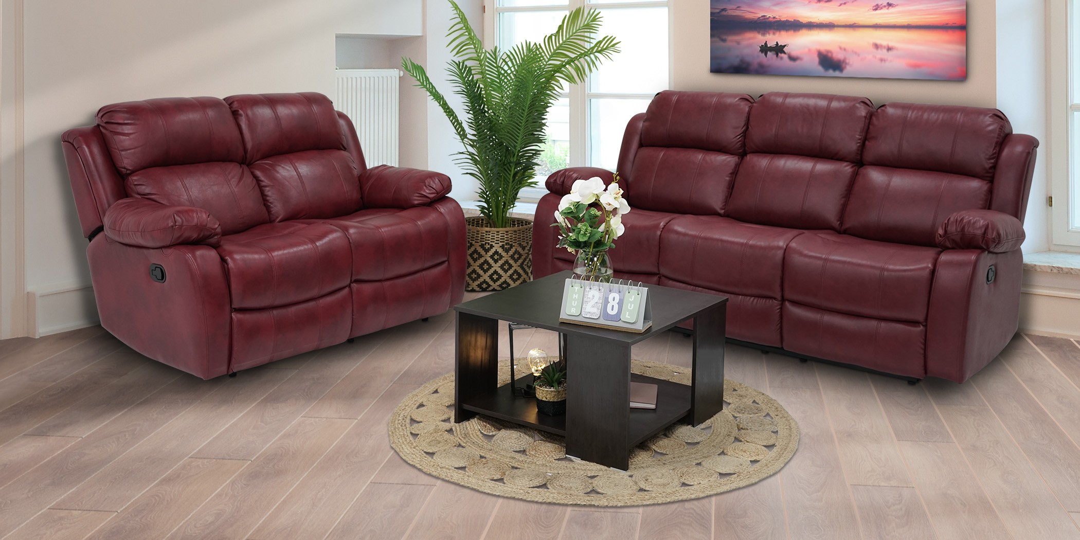 Vercelli Tyson Sofa 3+2 leather Gel Red Vercelli Tyson Sofa 3+2 leather Gel Red