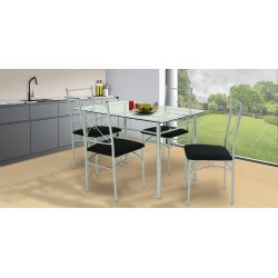 Arvens Table and 4 Chairs Black Metal