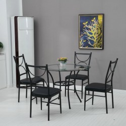 Jace Table + 4 Chairs Metal Glass
