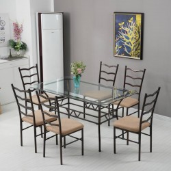 Princy Table and 6 Chairs Metal/Glass