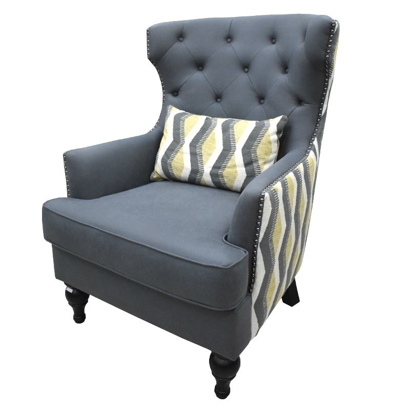 Pierce Accent Chair D.Blue Colour Fabric