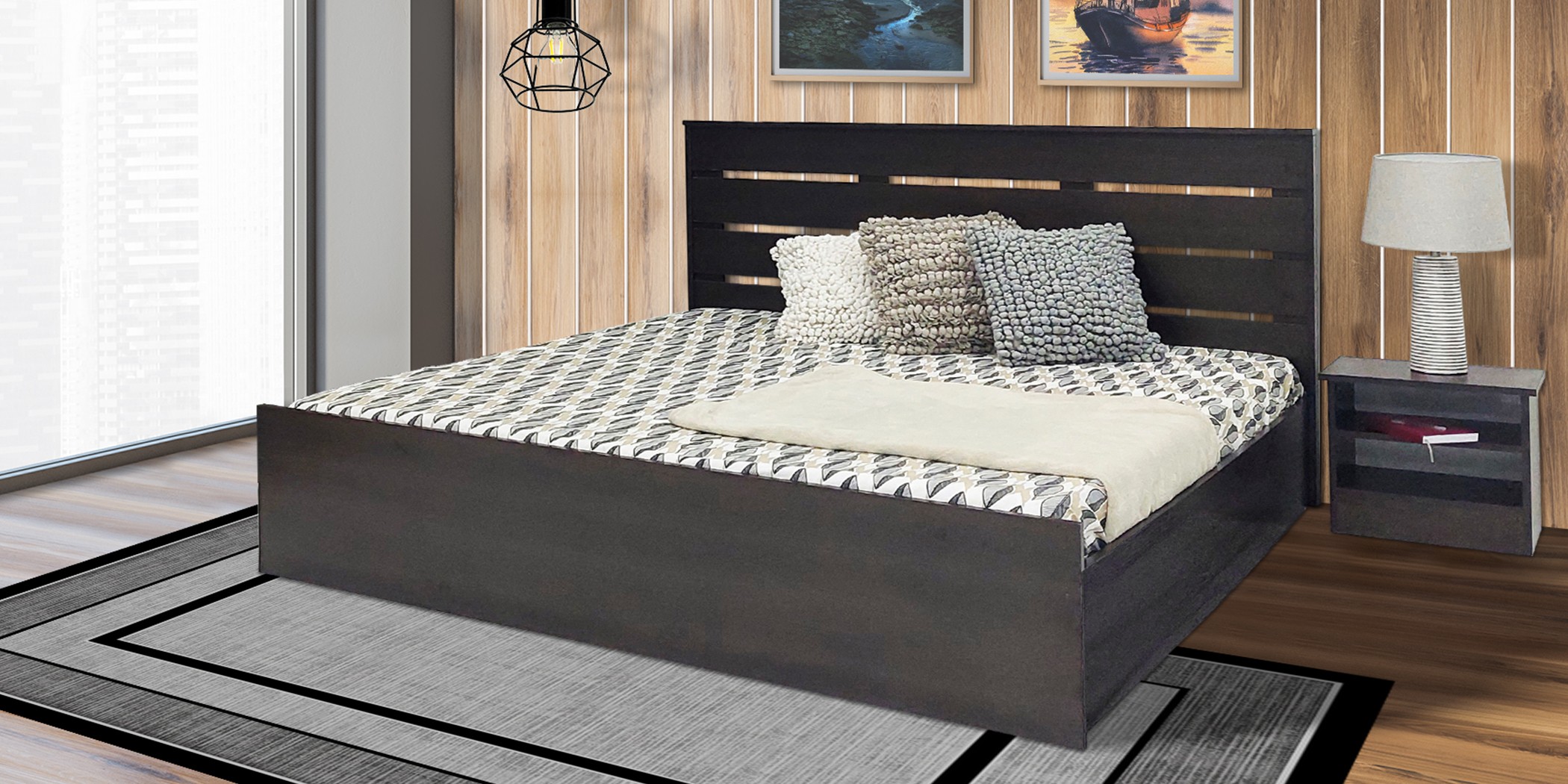 Filton Bed 180x200cm in Melamine MDF Wengue