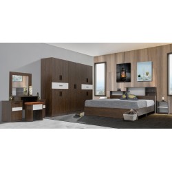 Shelton Bedroom Set Brown Flame and White Matt