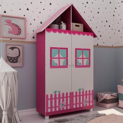 Casinha 2 Doors Wardrobe Pink/White Color