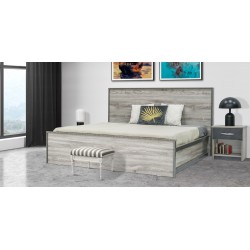 Kinzey Bed 150x190 MDF Grey Mistral & Stone